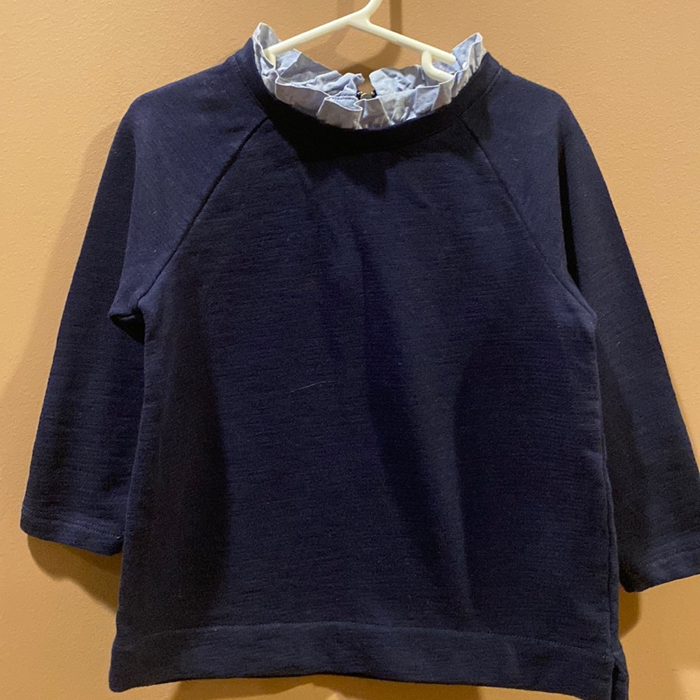 Crewcuts sweater shirt.  Navy with faux shirt at collar.  Girls size 6/7. Navy